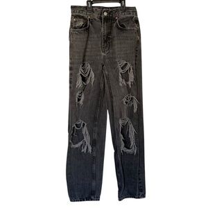 Urban Outfitters BDG High Rise Baggy Ripped Jeans Black Distressed SZ 26 Women’s